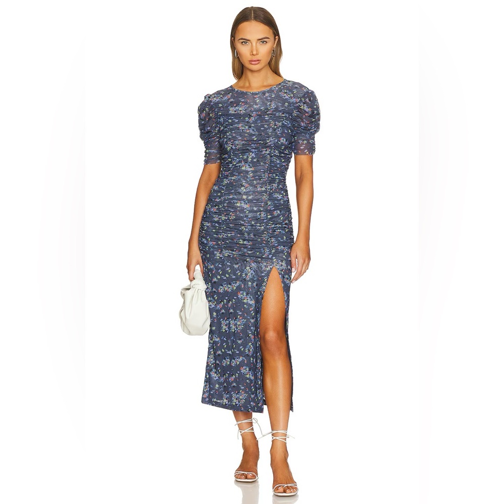 Free People Briella Ruched Floral Midi Dress Size XS